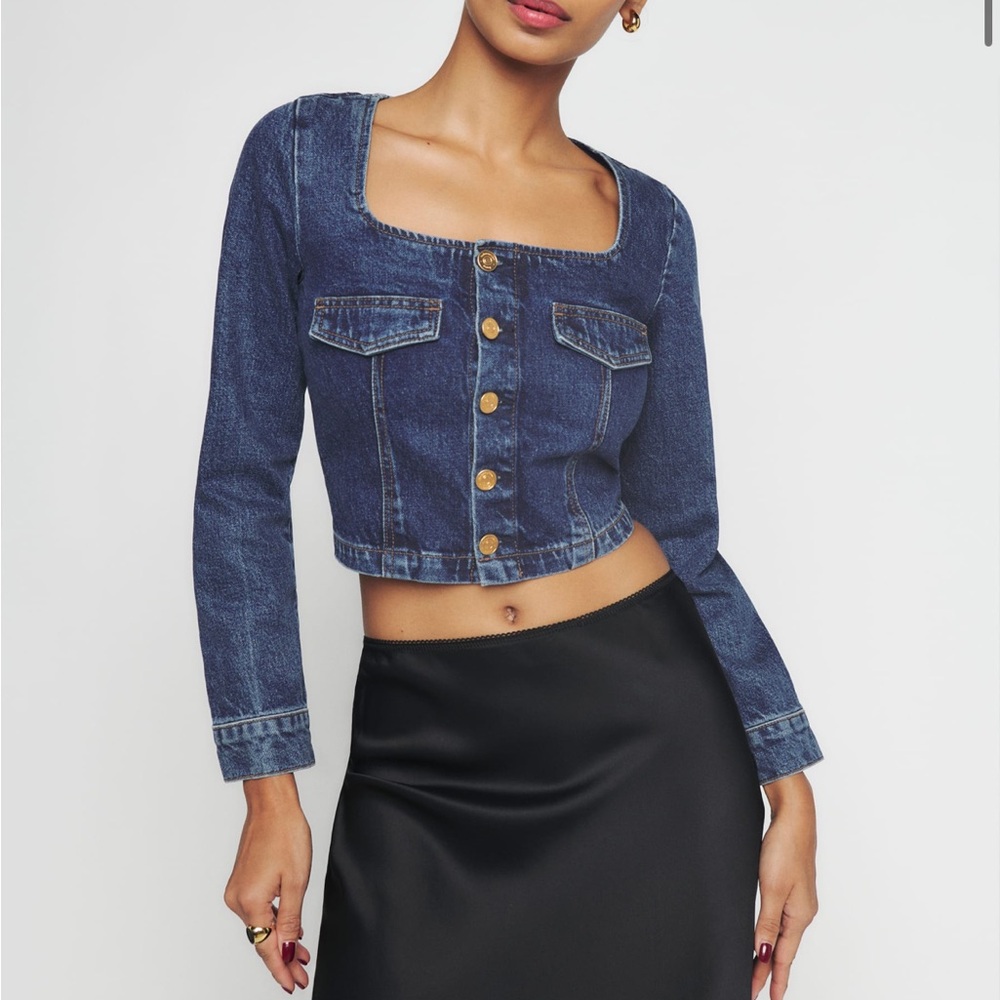 REFORMATION ALINA DENIM TOP